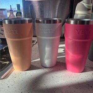 YETI Tumbler Trio - Coral, White, Magenta